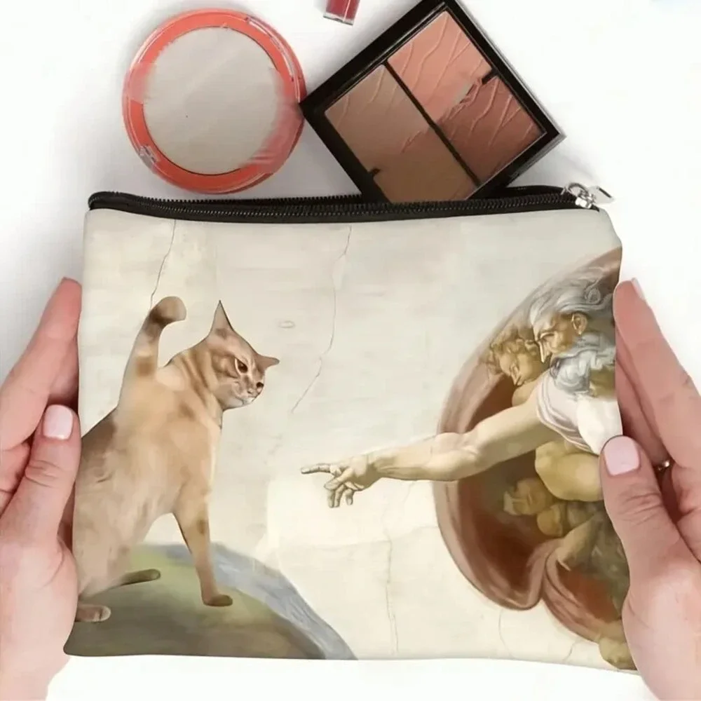 Cat Sistine‎ Chapel Swats God Funny Makeup Bag - New